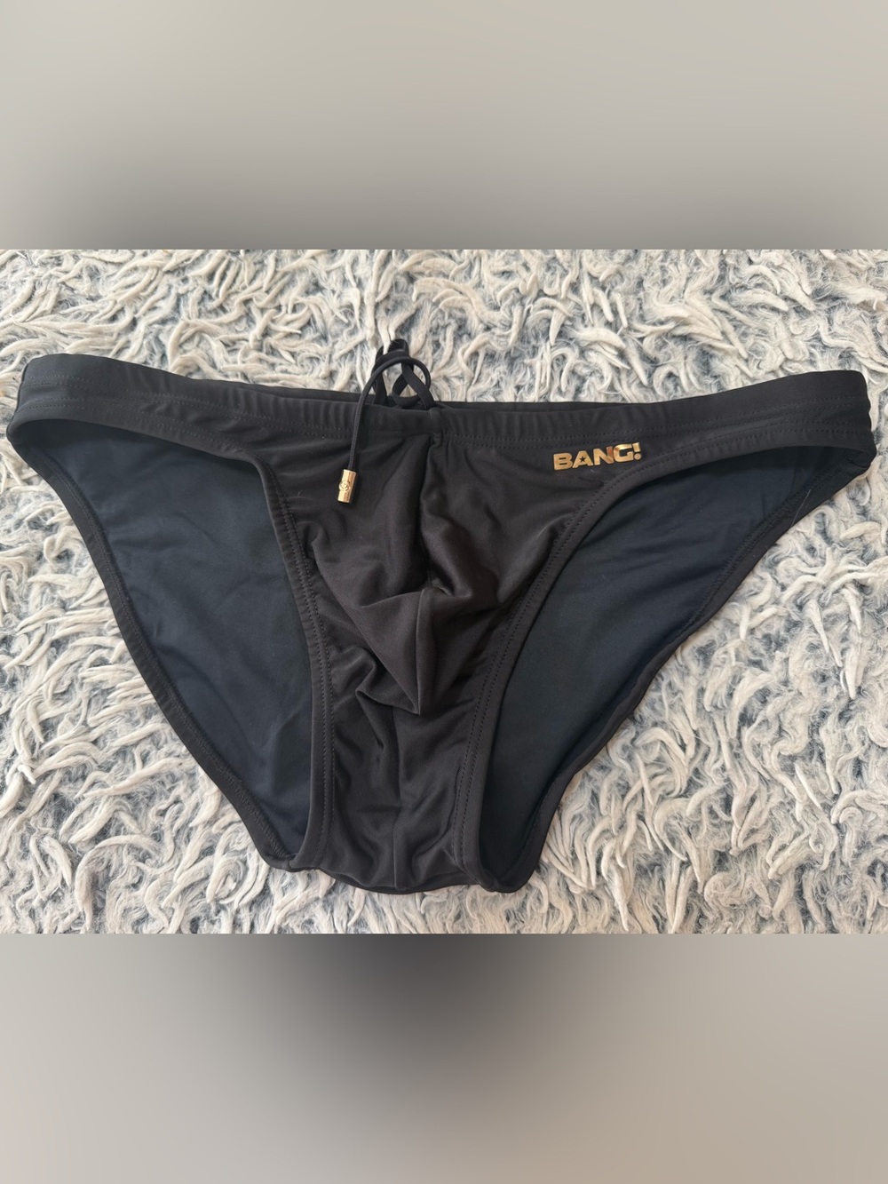 Men's black Bang! Miami Swim Brief. Size large.